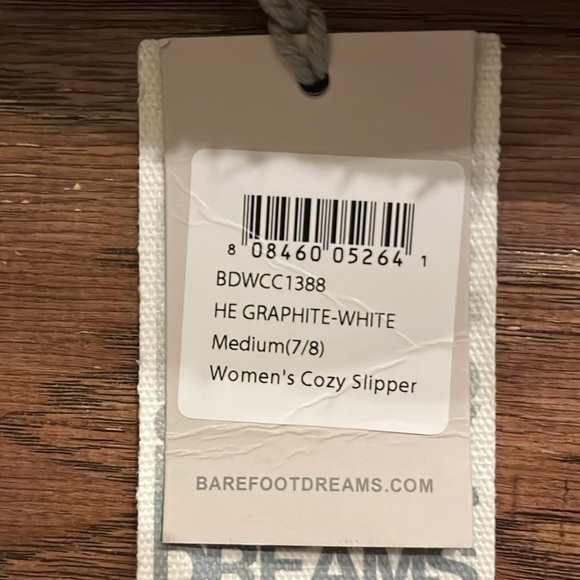 Barefoot Dreams Memory Foam Slipper in Heathered Graphite/White Size M - Picture 4 of 6